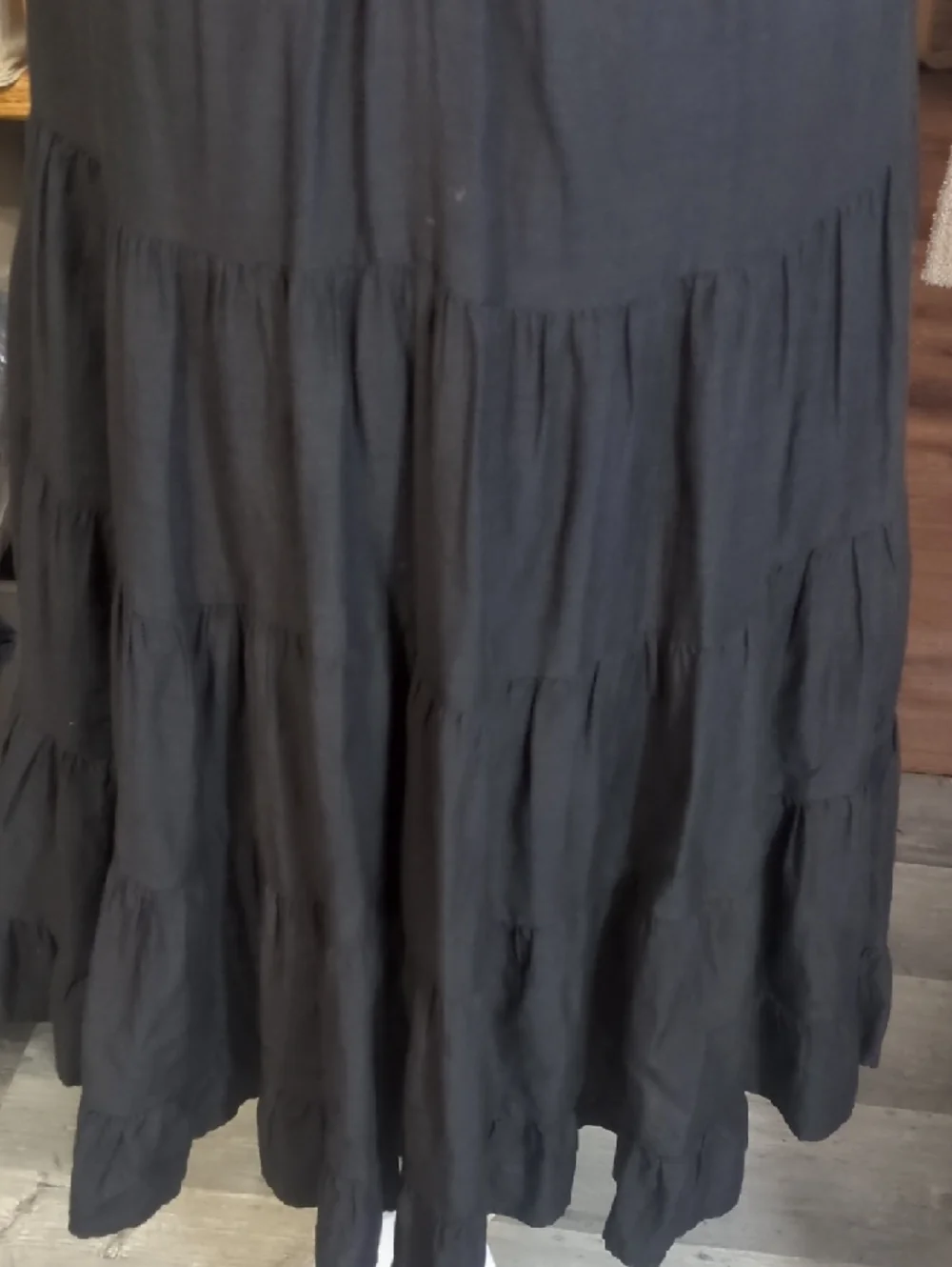 PAIGE Black Tiered Midi Skirt Sleeveless  Scoop neckline Tie waist belt Tie - Picture 10 of 15